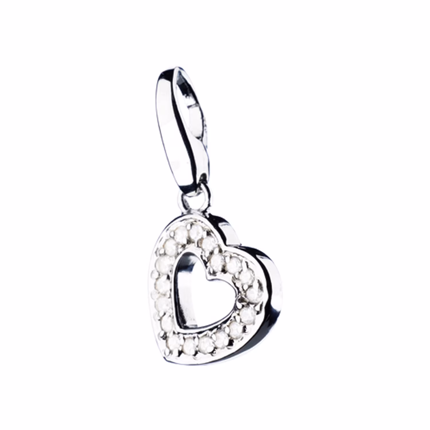 Charm Herz mit Zirkonia, Silber 925