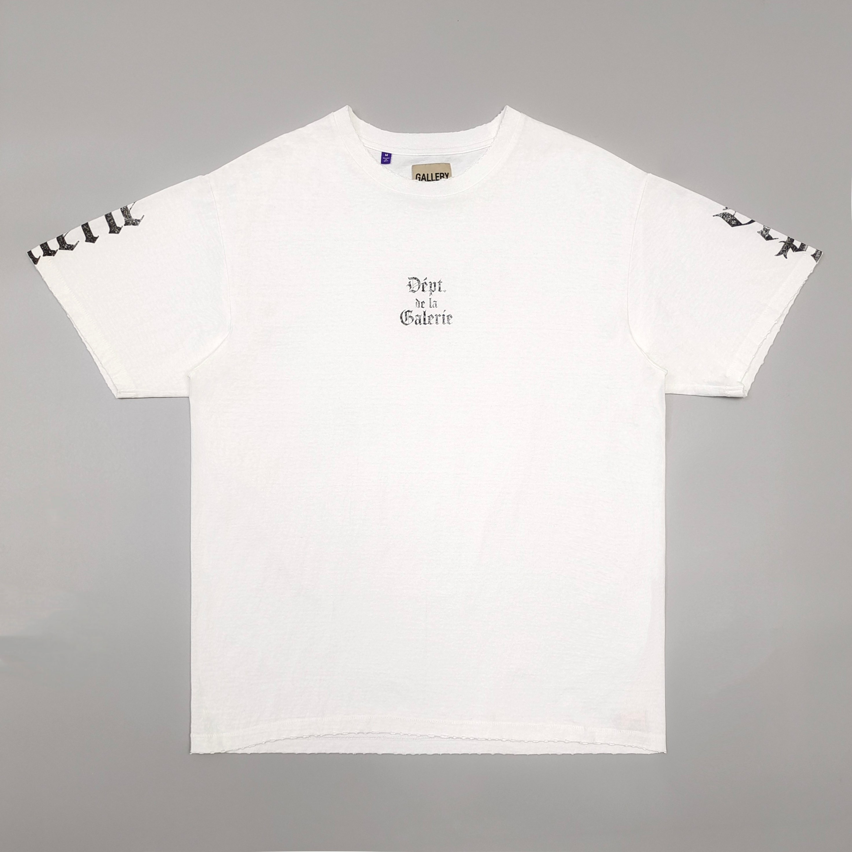 Simple and elegant Gothic black lettering on a white T-shirt