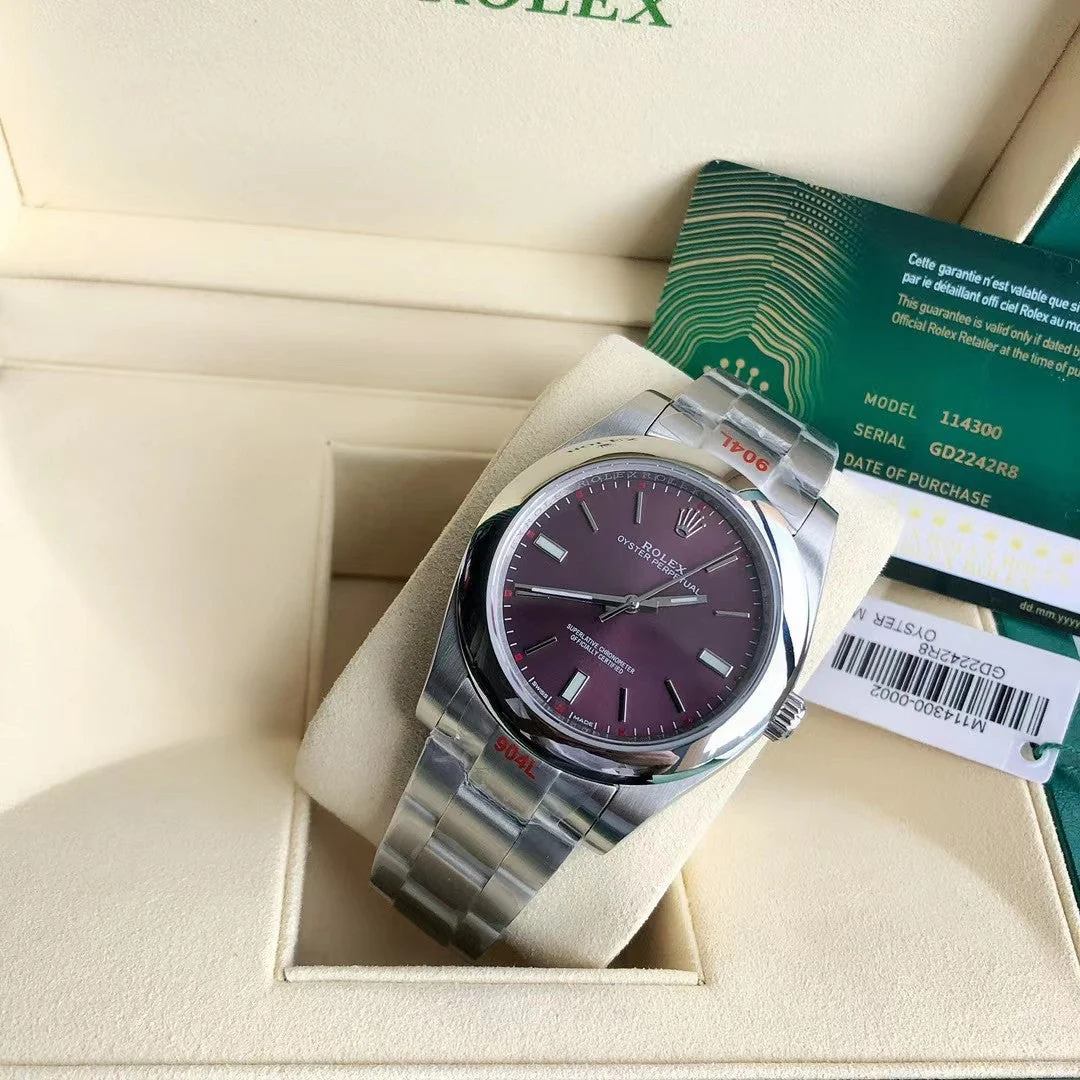 Rolex Watch OYSTER PERPETUAL 41MM STAINLESS STEEL PURPLE DIAL Watch