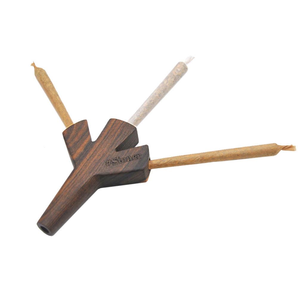 Triple Hole Joint Holder Wood Pipe