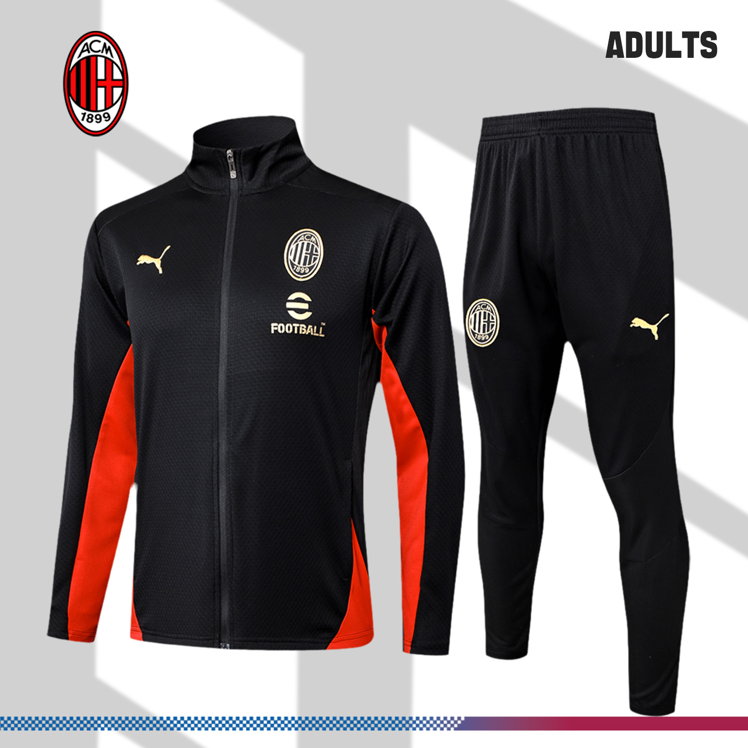 2024/2025 AC Milan Black Adult Full Zip Training Suit (Adult Kit)