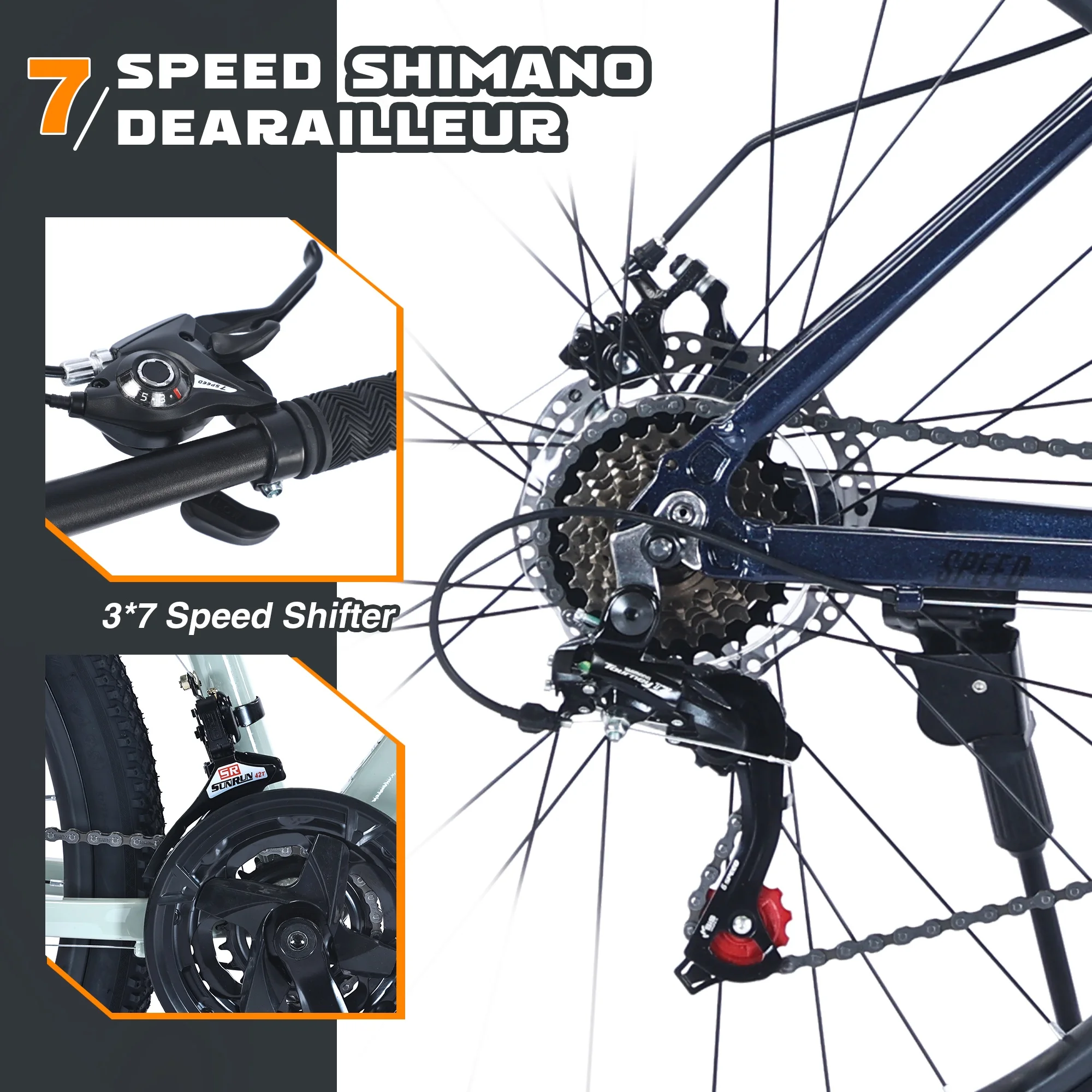 27.5inch Mountain Bike with Disc Brakes, 21 Speed Bike for Adult Women Men, Suit for Rider 5'1"-5'8", Blue