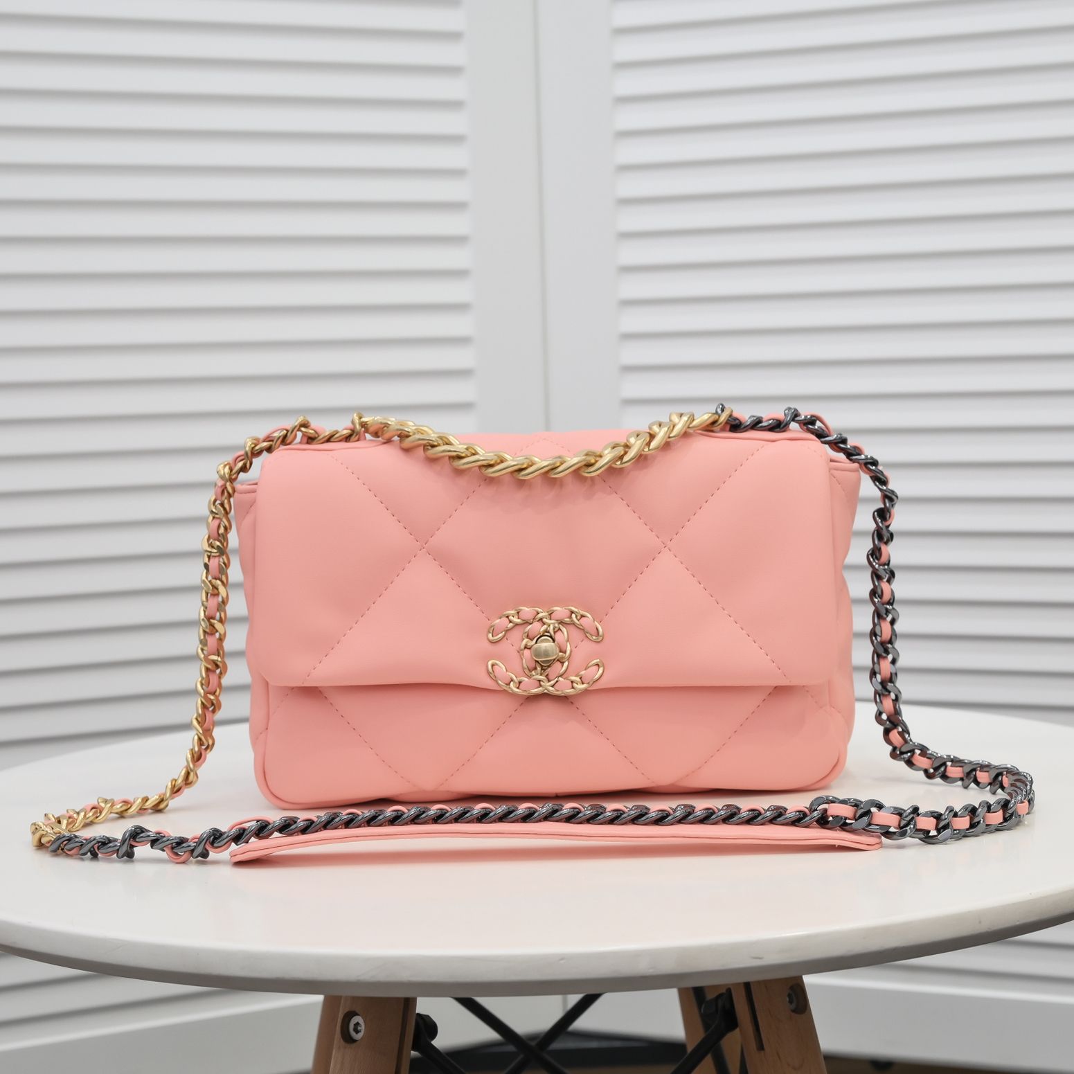 Chanel Calfskin Quilted Chanel 19 Flap Grey -Golden - Bag