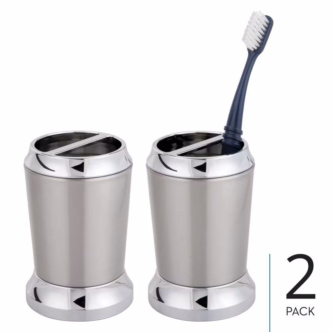 iDesign  Brushed Chrome Stainless Steel Toothbrush Holder