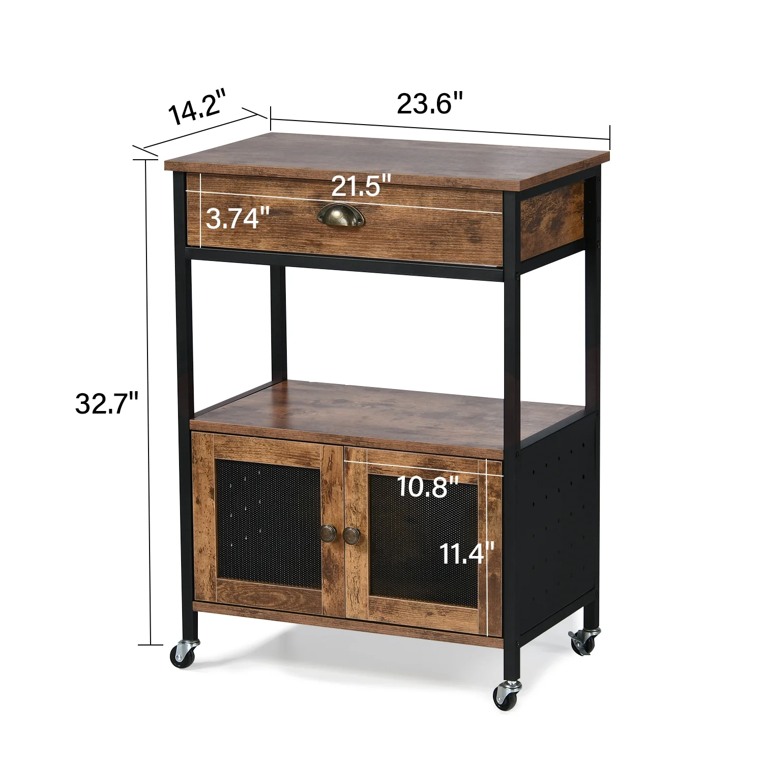 Catrimown Coffee Cart, Coffee Bar Microwave Cart with Storage, Coffee Cart Station, Rustic Brown
