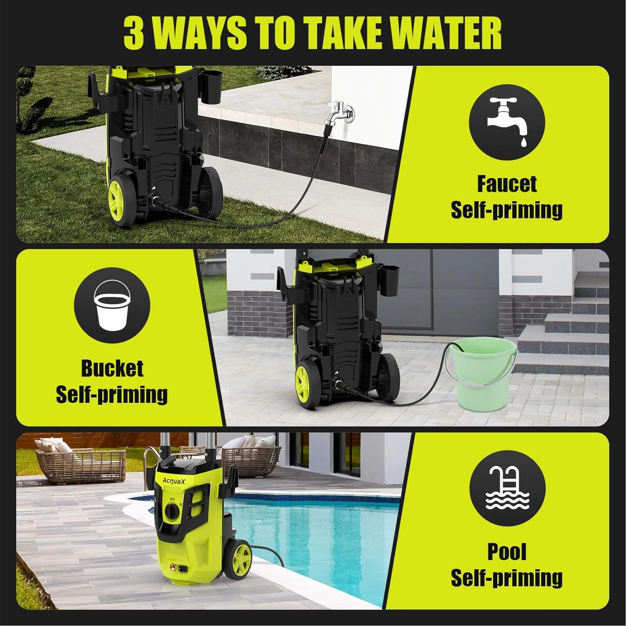 Electric Pressure Washer 3500 PSI Max 2.4 GPM Electric Power Washer with 4 Nozzles for Cars/Patios/Diverway/Fences