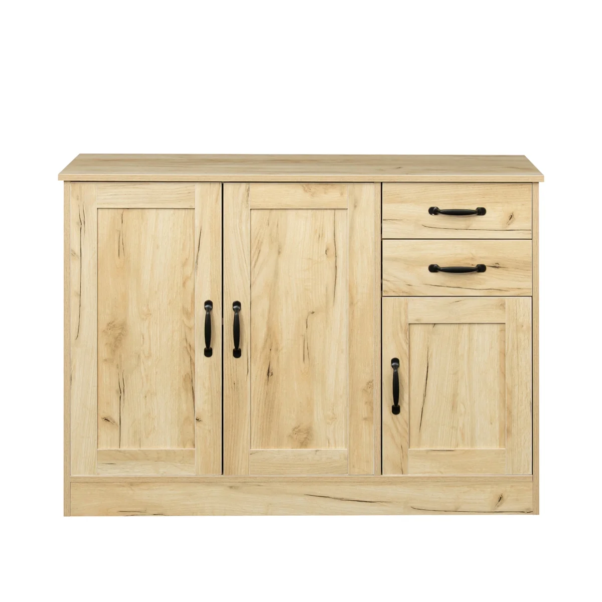 Buffet Sideboard, Kitchen Buffet Storage Cabinet Versatile Wardrobe Console Table with 2 Doors & 2 Drawers, Wood Free-Standing Pantry Cupboard with 1 Storage Cabinet for Dining Room, Oak