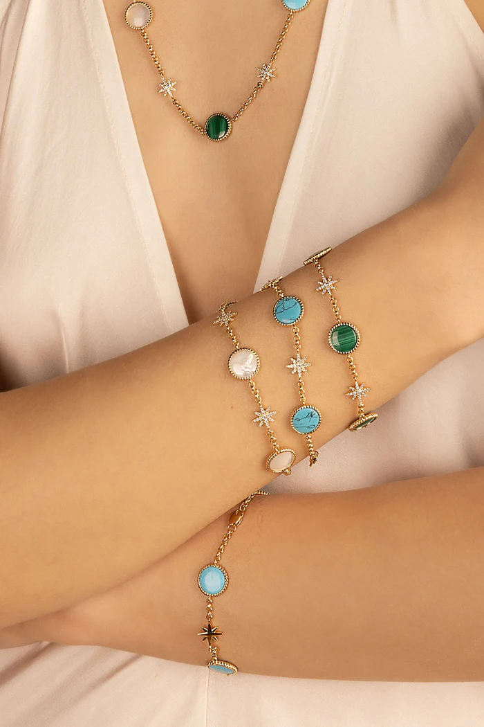 Bracciale Météorites in Malachite
