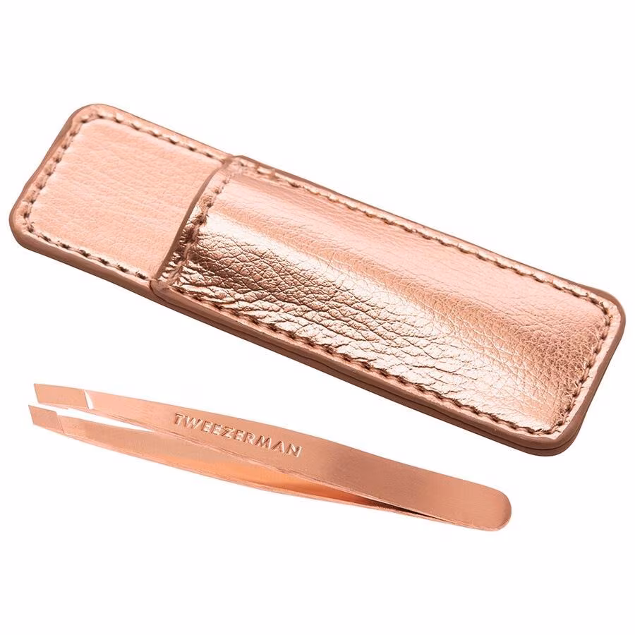 Mini Slant Tweezer & Case - Rose Gold