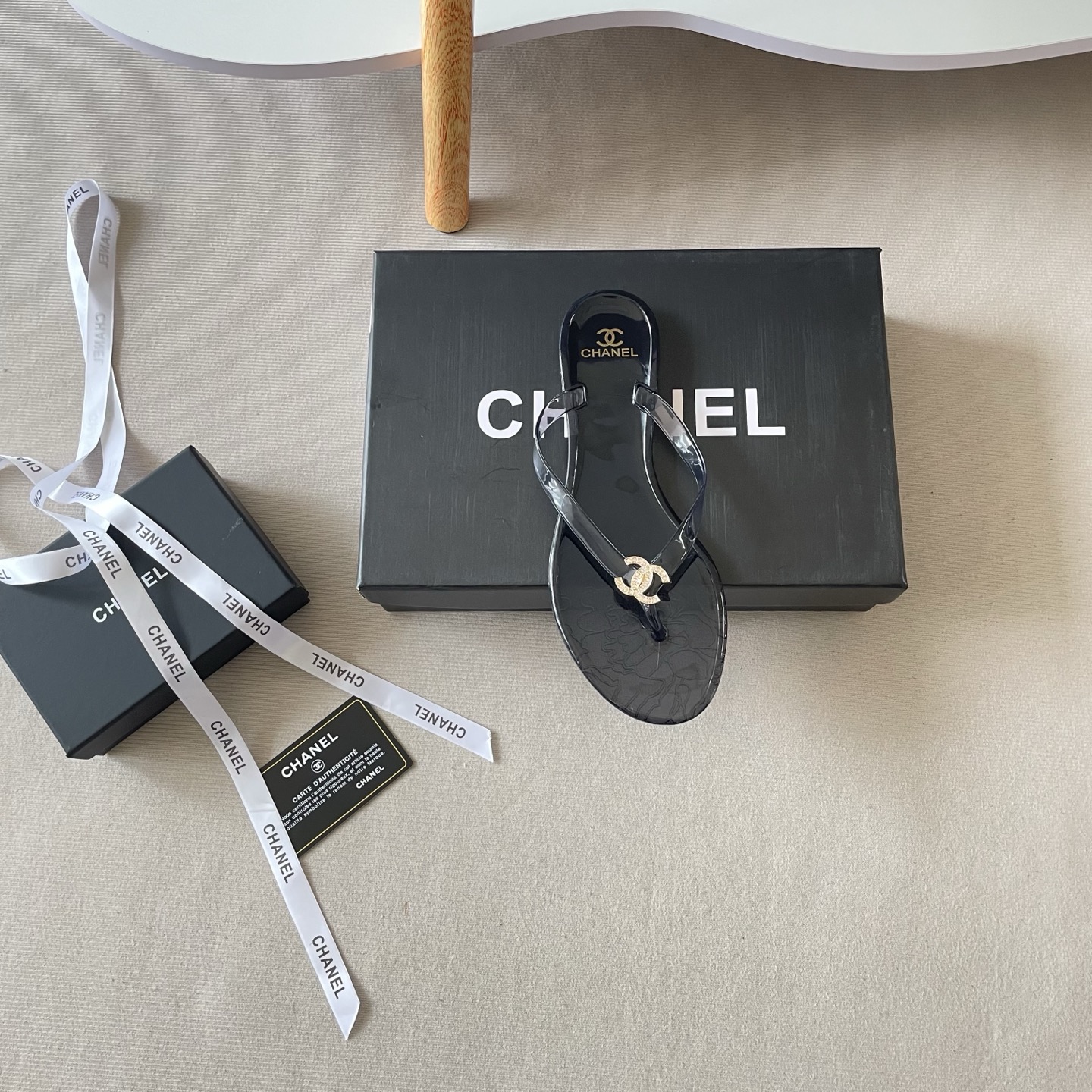 Chanel CC Logo Jelly Thong Sandals