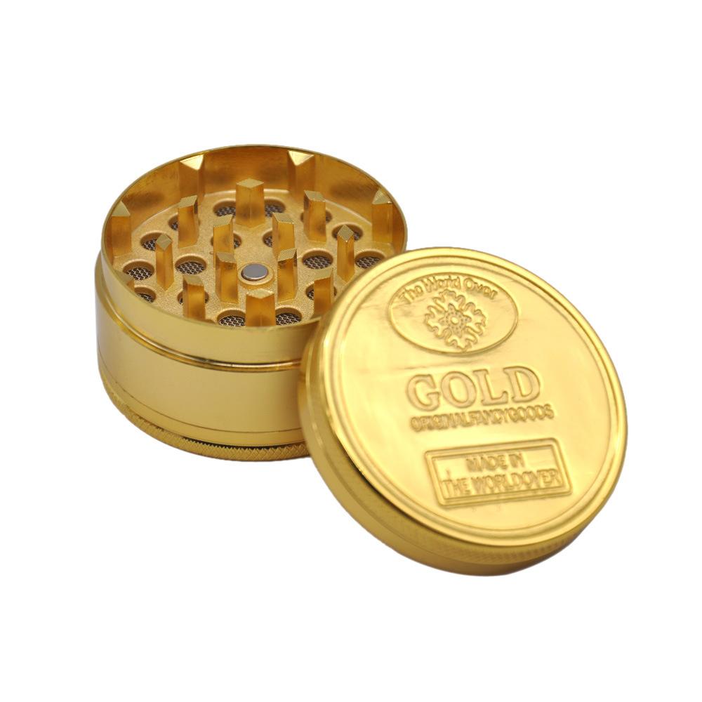 Gold Coin Zinc Alloy Weed Grinder 3 Layer