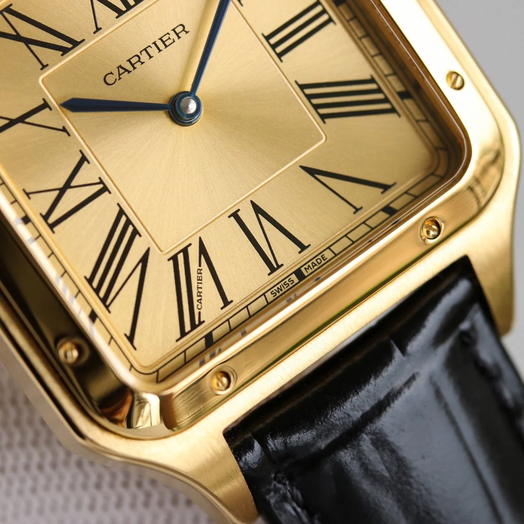 Cartier Watch SANTOS DUMONT XL GOLD CASE LEATHER