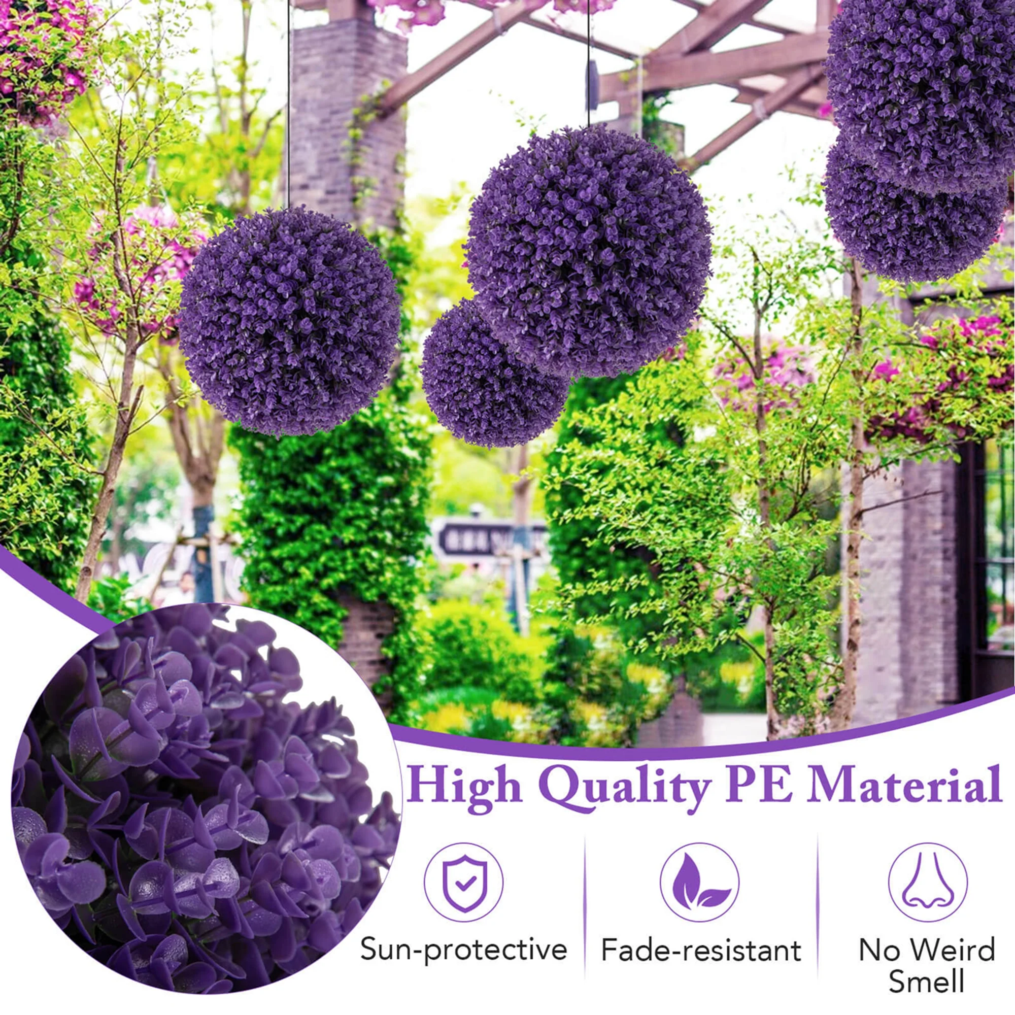 Costway 2 PCS Artificial Plant Topiary Balls with7 Layers Leaves UV Protected for Garden