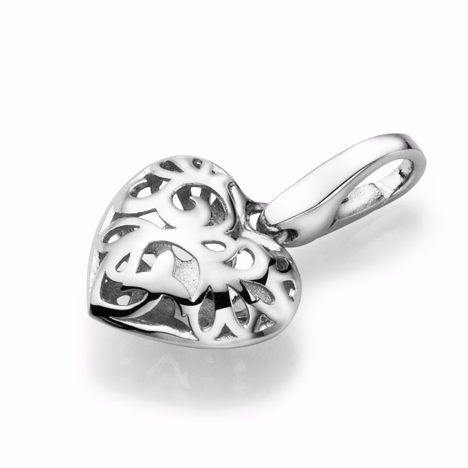 Charm Herz durchbrochen mit Ornamenten, Silber 925