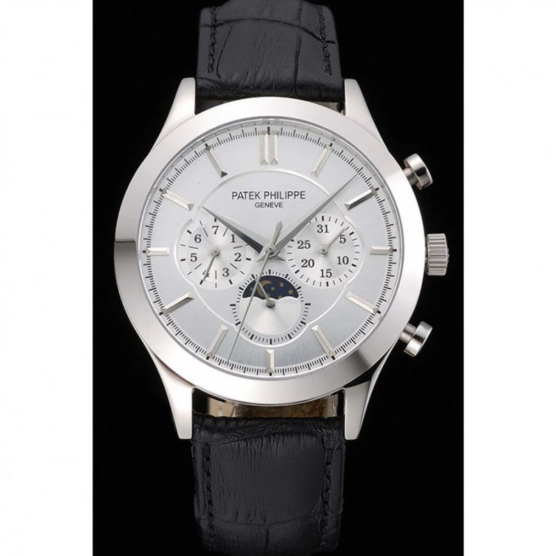 Patek Philippe Moonphase Chronograph Dial White 41 mm, Stainless Steel
