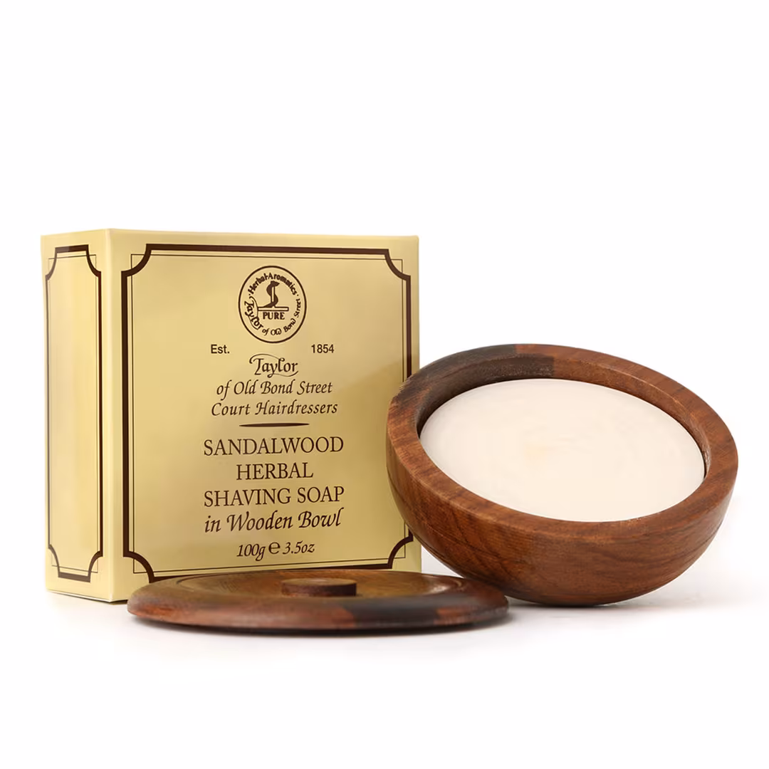 Taylor of Old Bond Street  Sandalwood Traditional Shave Soap in Acadia Wooden Bowl