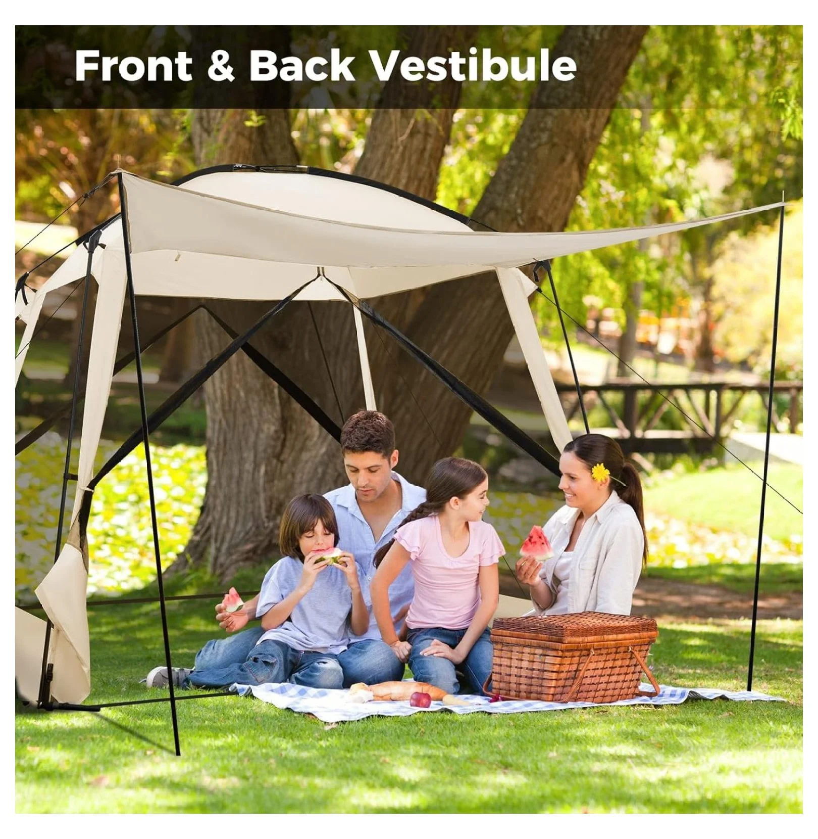 10x10 Screen Tent, Portable Screen House for Camping & Patios - Easy Setup Canopy with Mesh Walls, 2 Doors & Carry Bag Beige