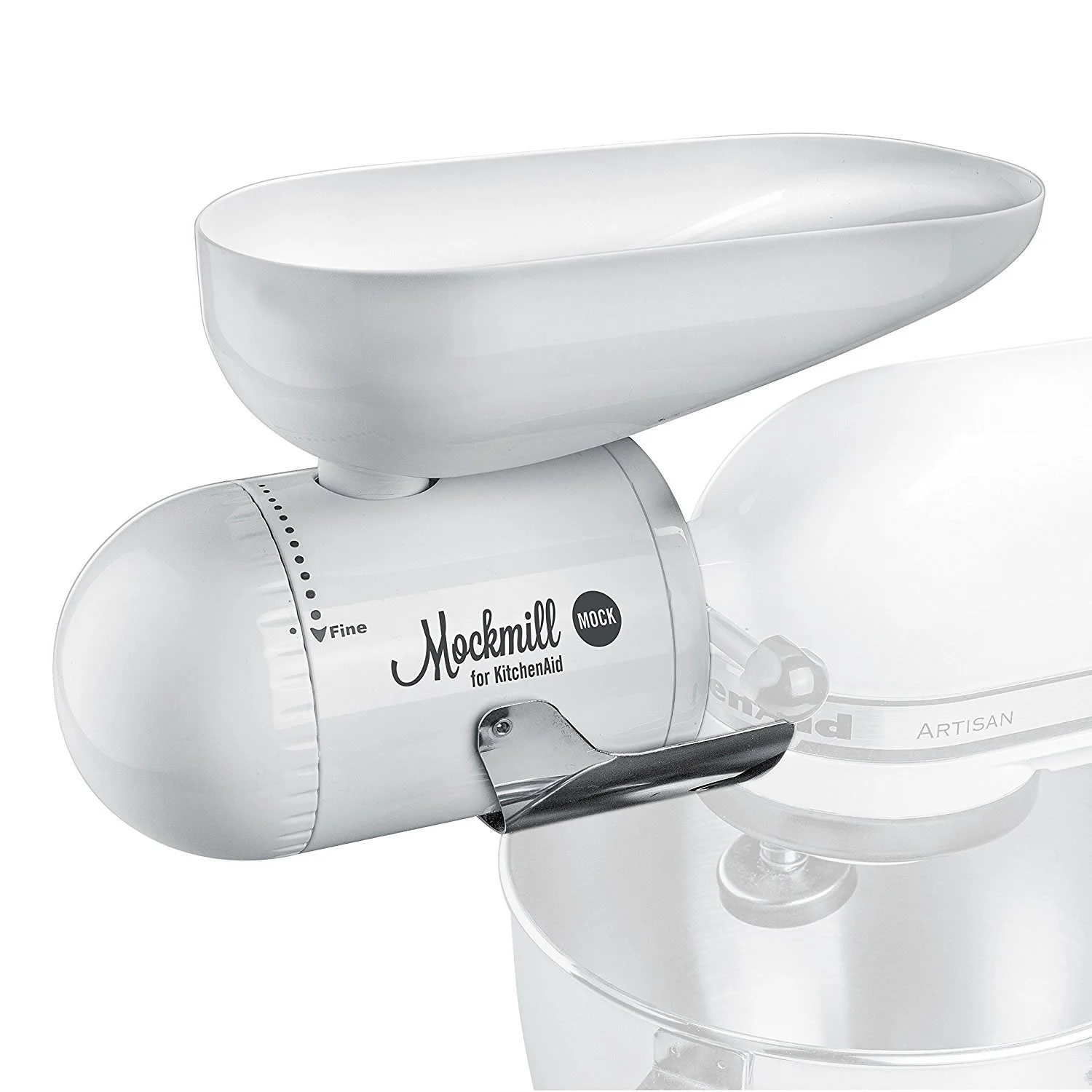 Wolfgang Mock  Mockmill KitchenAid White Metal and Ceramic Grain Mill Attachment