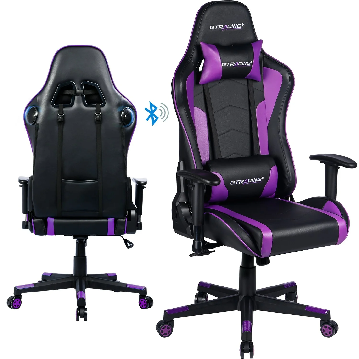 GTPLAYER Gaming Chair with Bluetooth Speakers Home Office Computer Chair, Purple