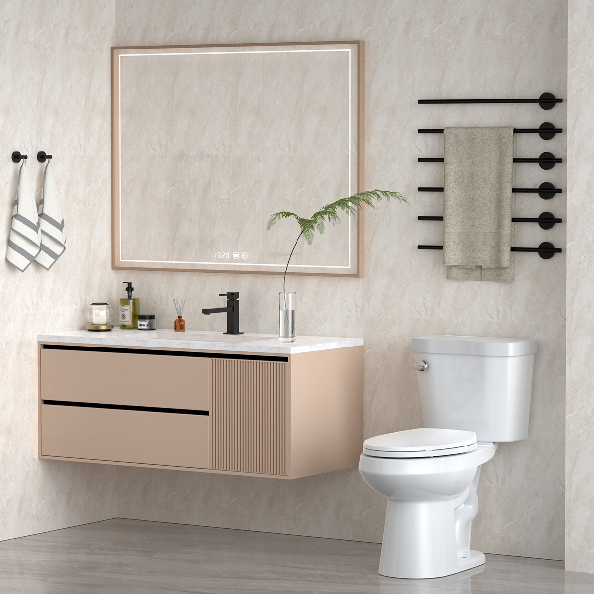 Faitaliicy Elongated Toilets For Bathrooms Two-Piece Toilet With Comfortable Close Seat 1.28 Siphonic Flush Toilet Powerful Modern Standard Toilet With Universal Height ADA Cotton