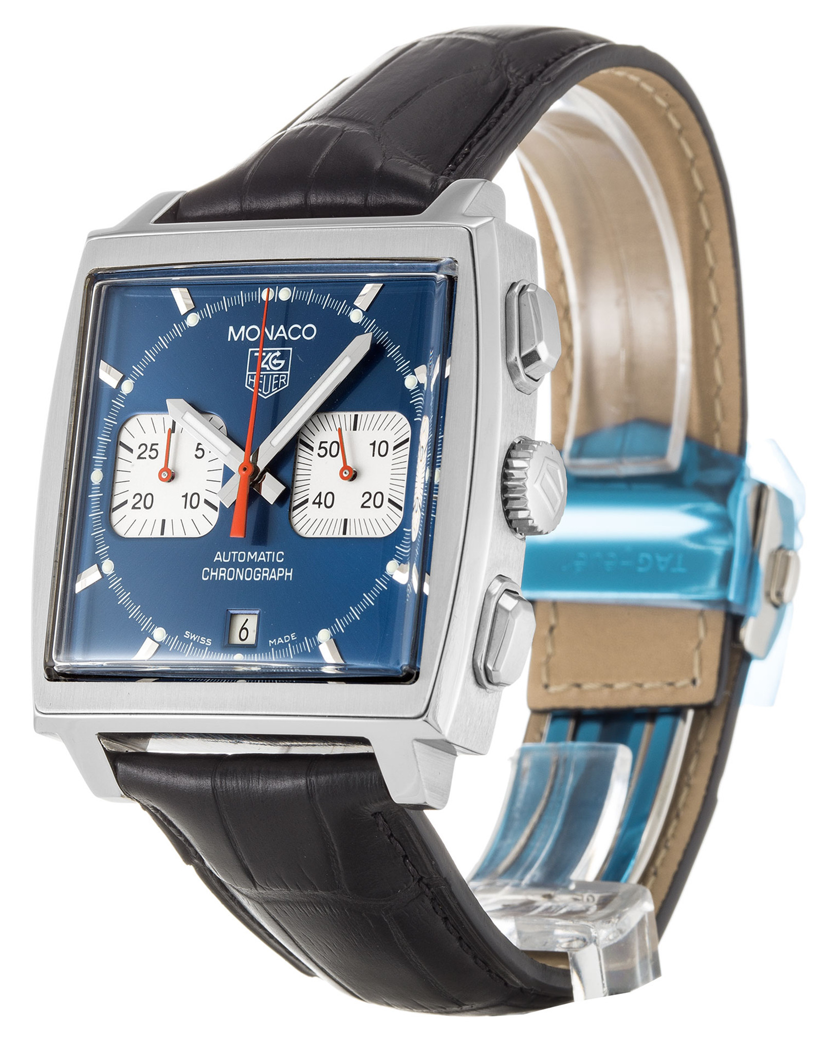 Replica Tag Heuer Monaco Blue Dial Leather Strap CW2113.FC6183-38 MM