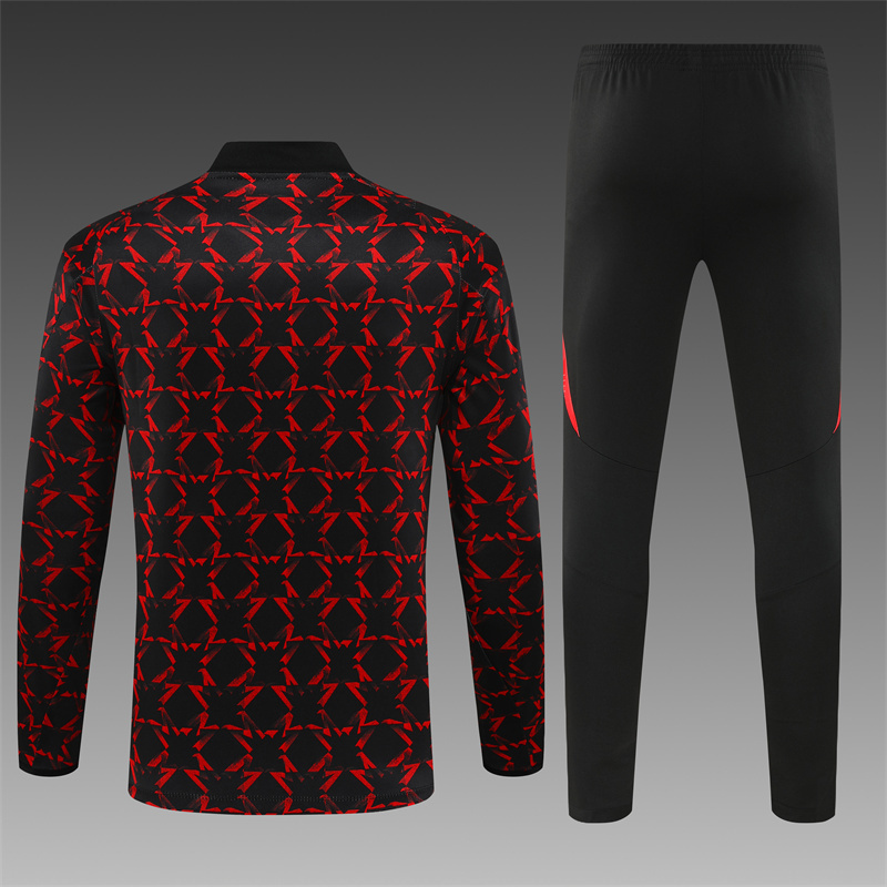 24/25 Manchester United Red and Black Half Zip Training Kit (Adult Kids Kit)