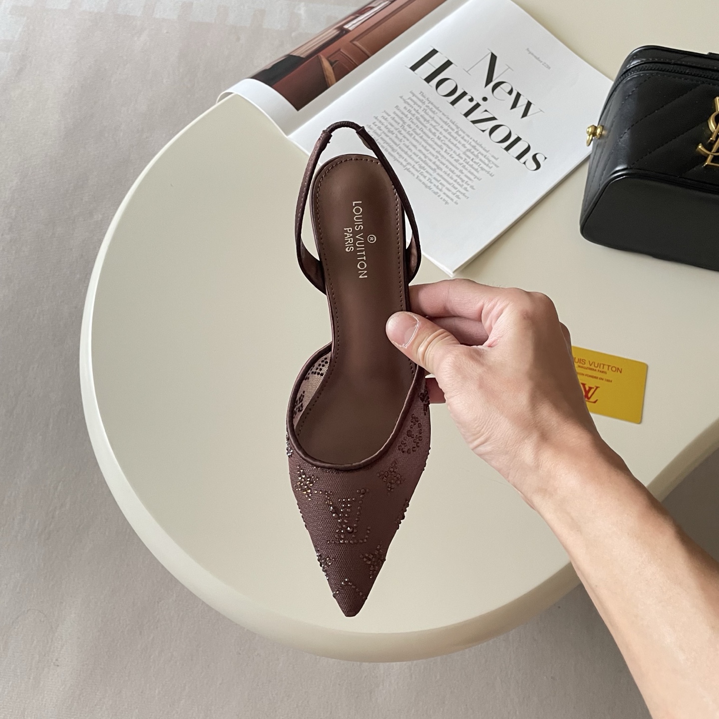 Louis Vuitton Monogram Crystal Mesh Slingback Pumps
