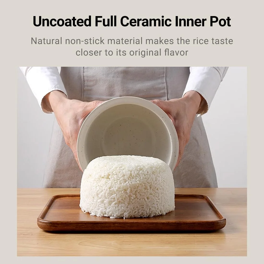 Joydeem Ceramic Rice Cooker FD20S-W, 3 Cups Uncooked Rice Cookers with Pure Ceramic Inner Pot, 24h Dealy Start, 2L, White
