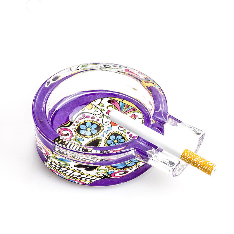 Day of Dead Skull Glass Ashtray (Random Pattern)