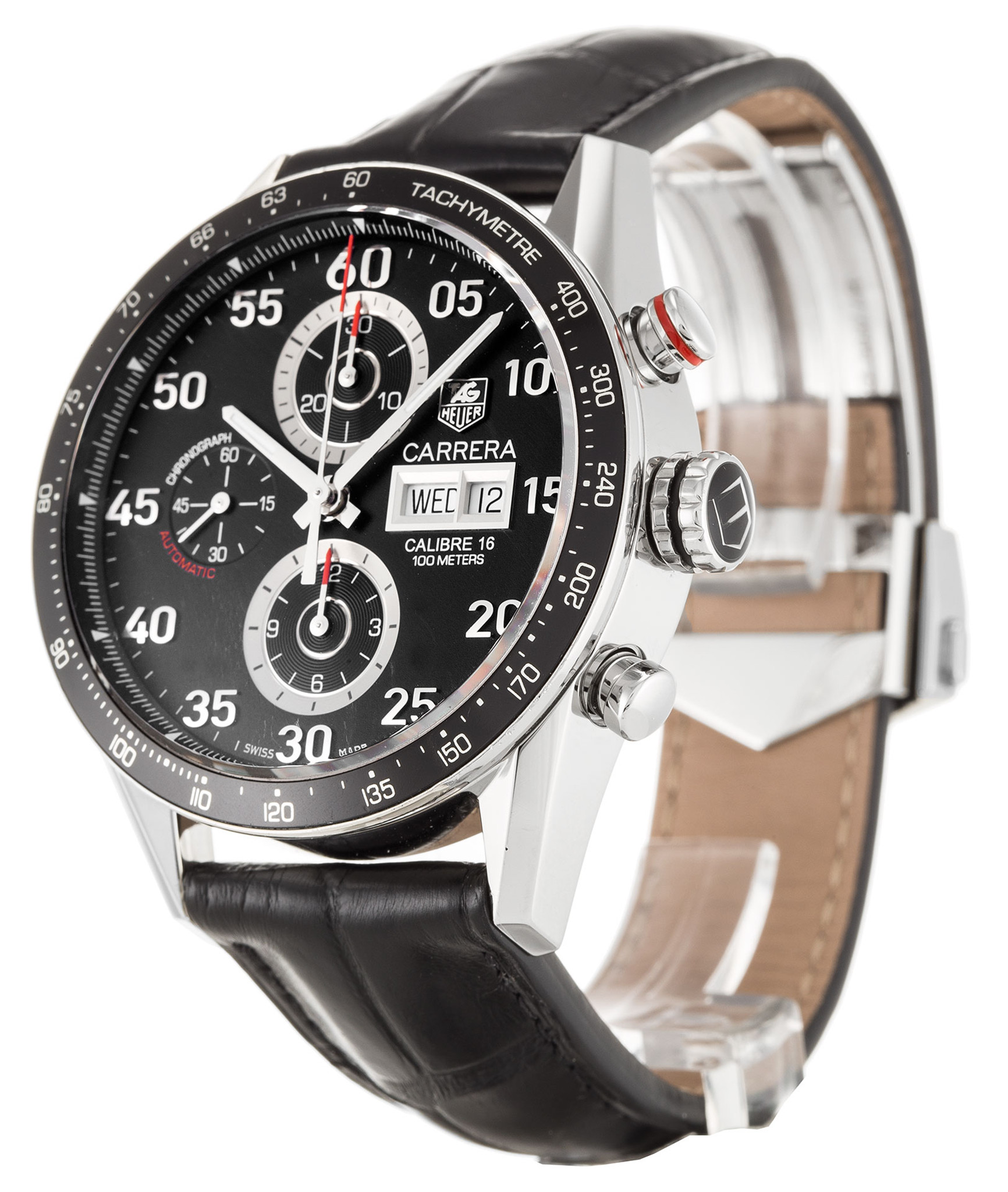 Replica Tag Heuer Carrera CV2A10.FC6235 Black Dial Leather Strap 43MM