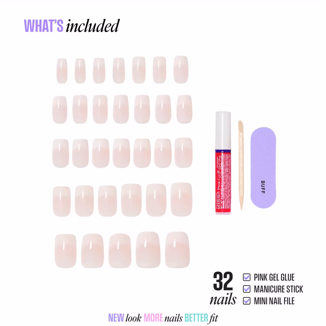 Kiss  Core French Medium Squoval Press On Nails