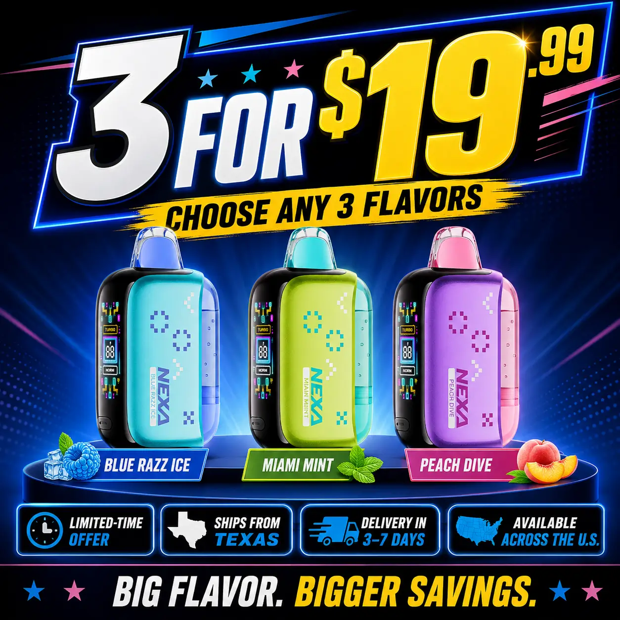 3 for $19.99 NEXA PIX 35K Disposable Vape