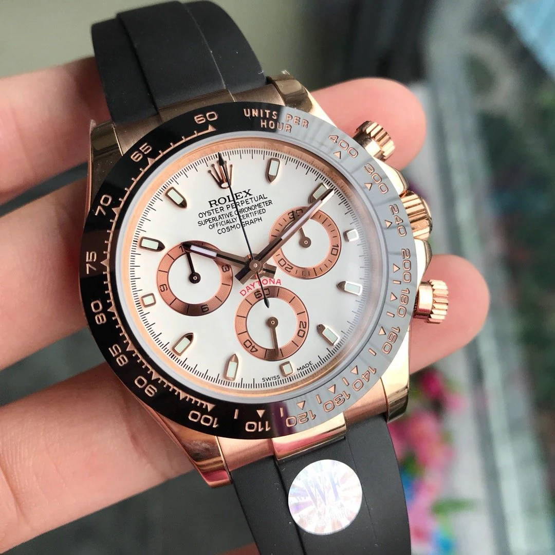 Rolex Watch DAYTONA ROSE GOLD CASE 40MM WHITE DIAL RUBBER STRAP