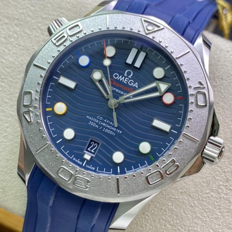 Omega Watch SEAMASTER DIVER 300 STAINLESS STEEL BLUE DIAL RUBBER STRAP