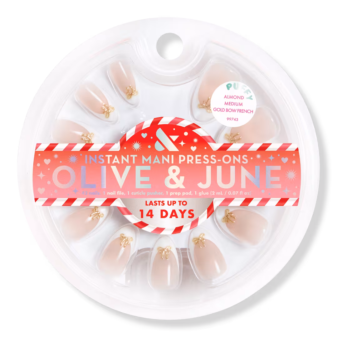 Olive & June  Holiday Instant Mani - Gold Bow French Medium Almond