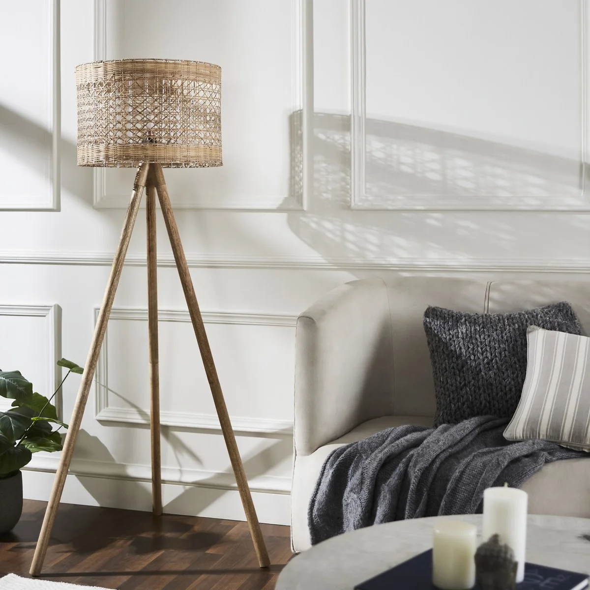 SAFAVIEH Akroyd 63 in. Bohemian Floor Lamp, Natural