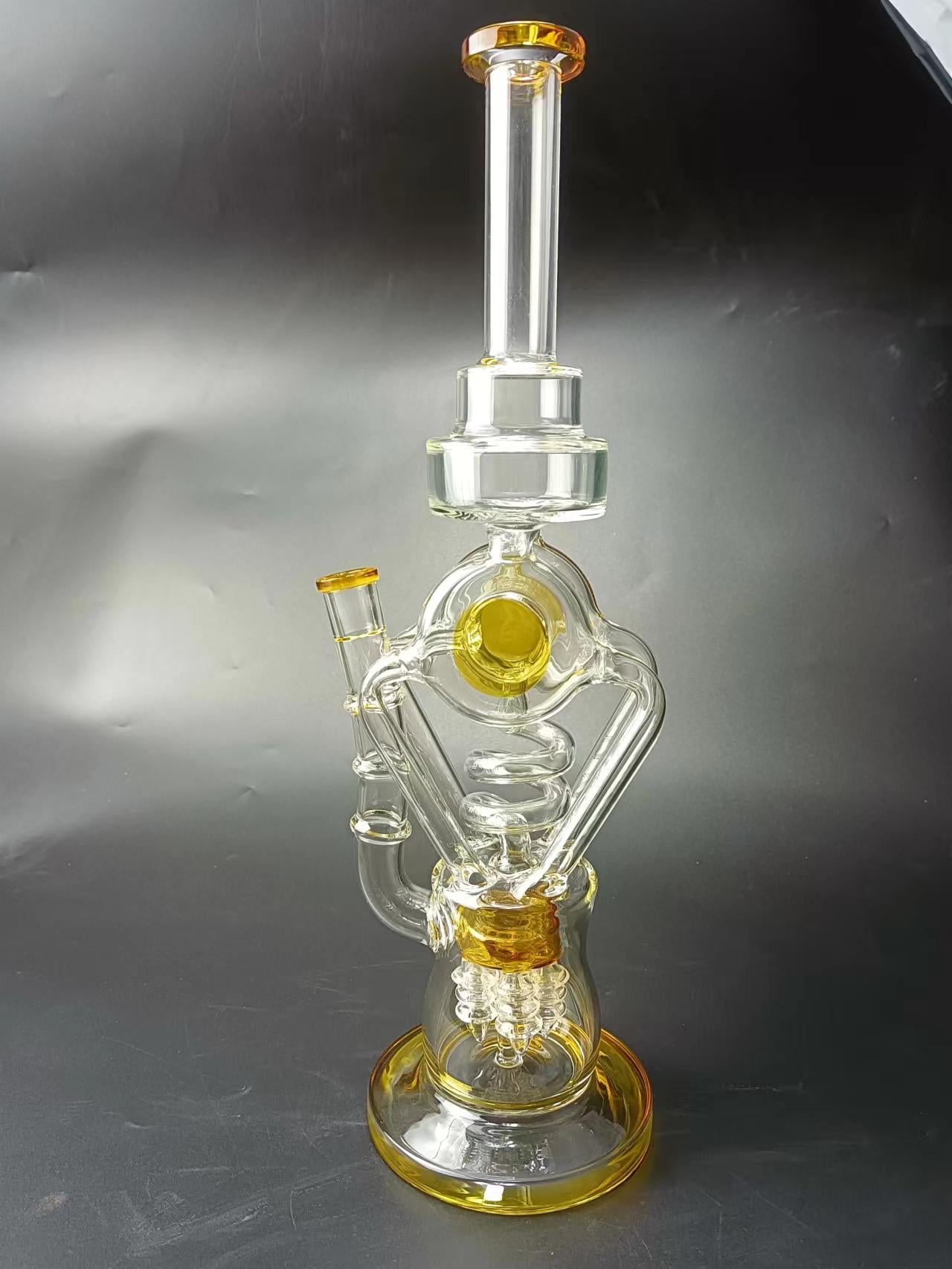 15 Gourd Perc Recycler Glass Bong