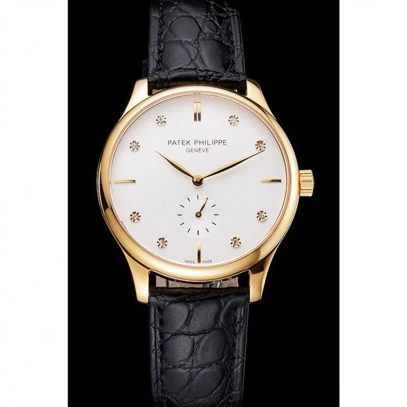 Patek Philippe Calatrava White & Diamond Dial 39 mm, Yellow Gold Plated