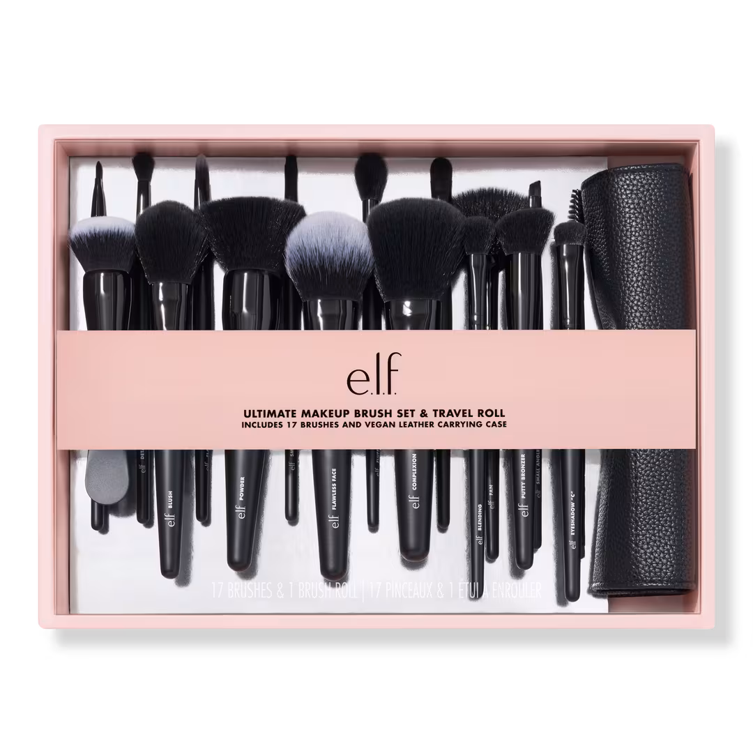 e.l.f. Cosmetics  Ultimate Makeup Brush Set & Travel Roll