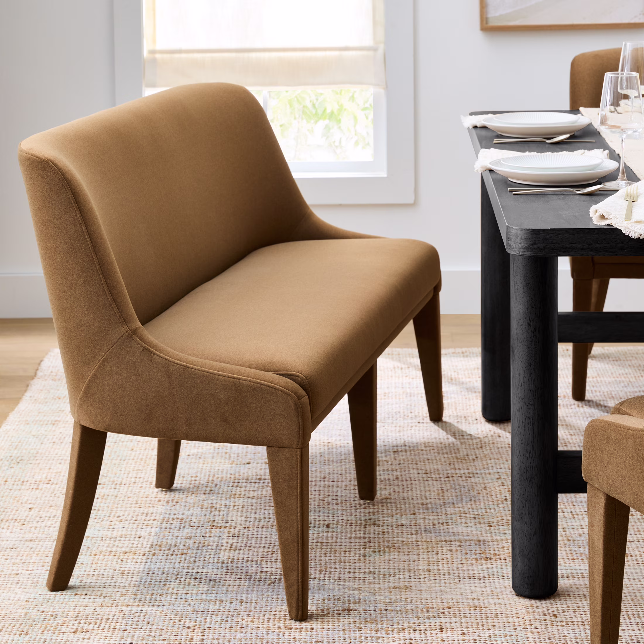 Better Homes & Gardens Windsor Upholstered Dining Bench, Wheat