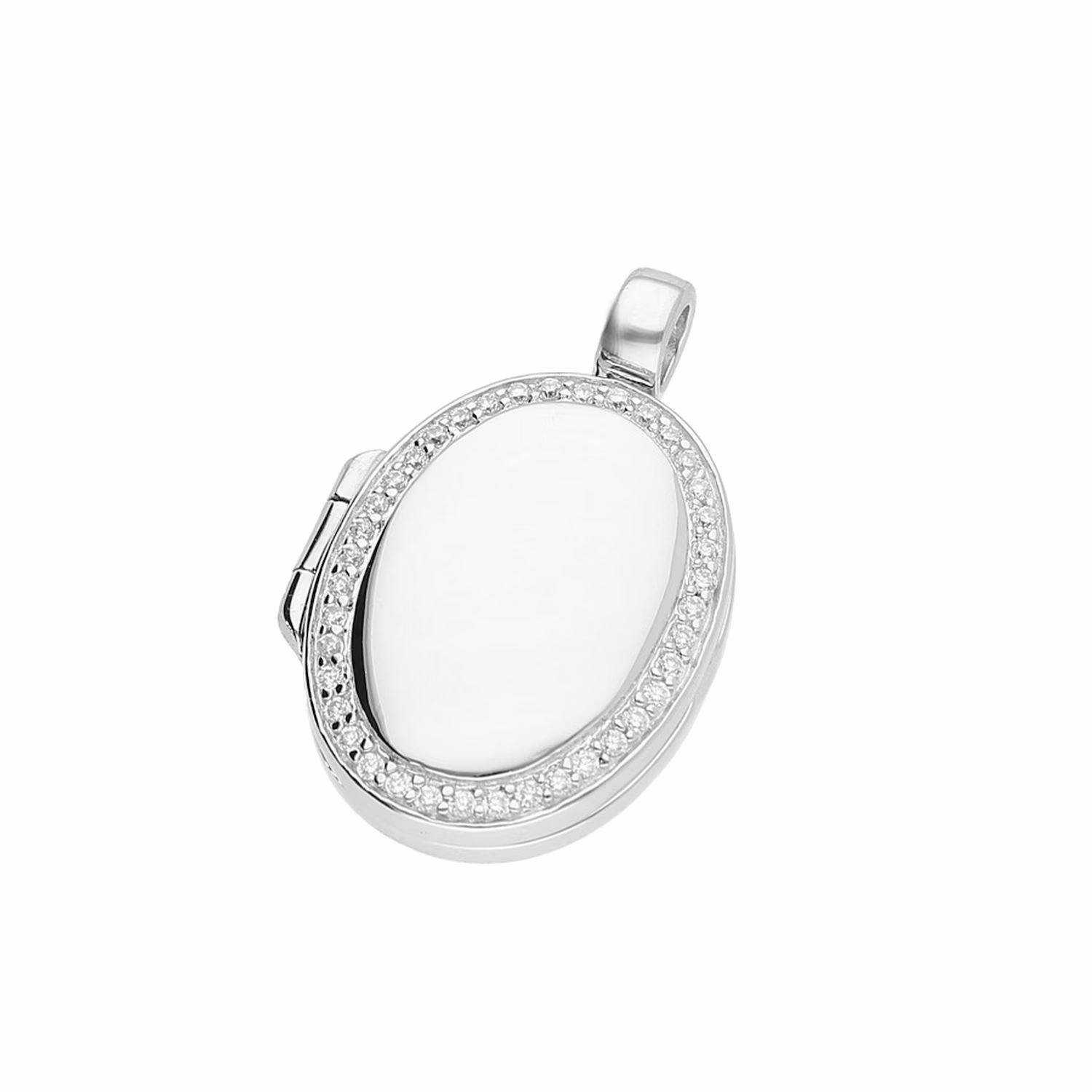 Anhänger Medaillon oval mit Zirkonia, Silber 925