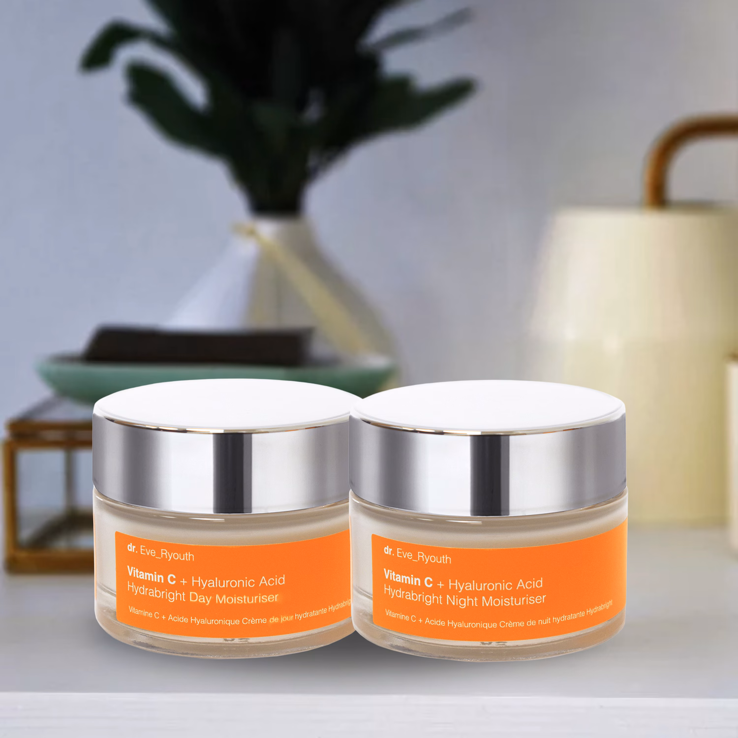 Vitamin C + Hyaluronsäure Hydrabright Tagescreme 50 ml & Vitamin C + Hyaluronsäure Hydrabright Nachtcreme 50 ml