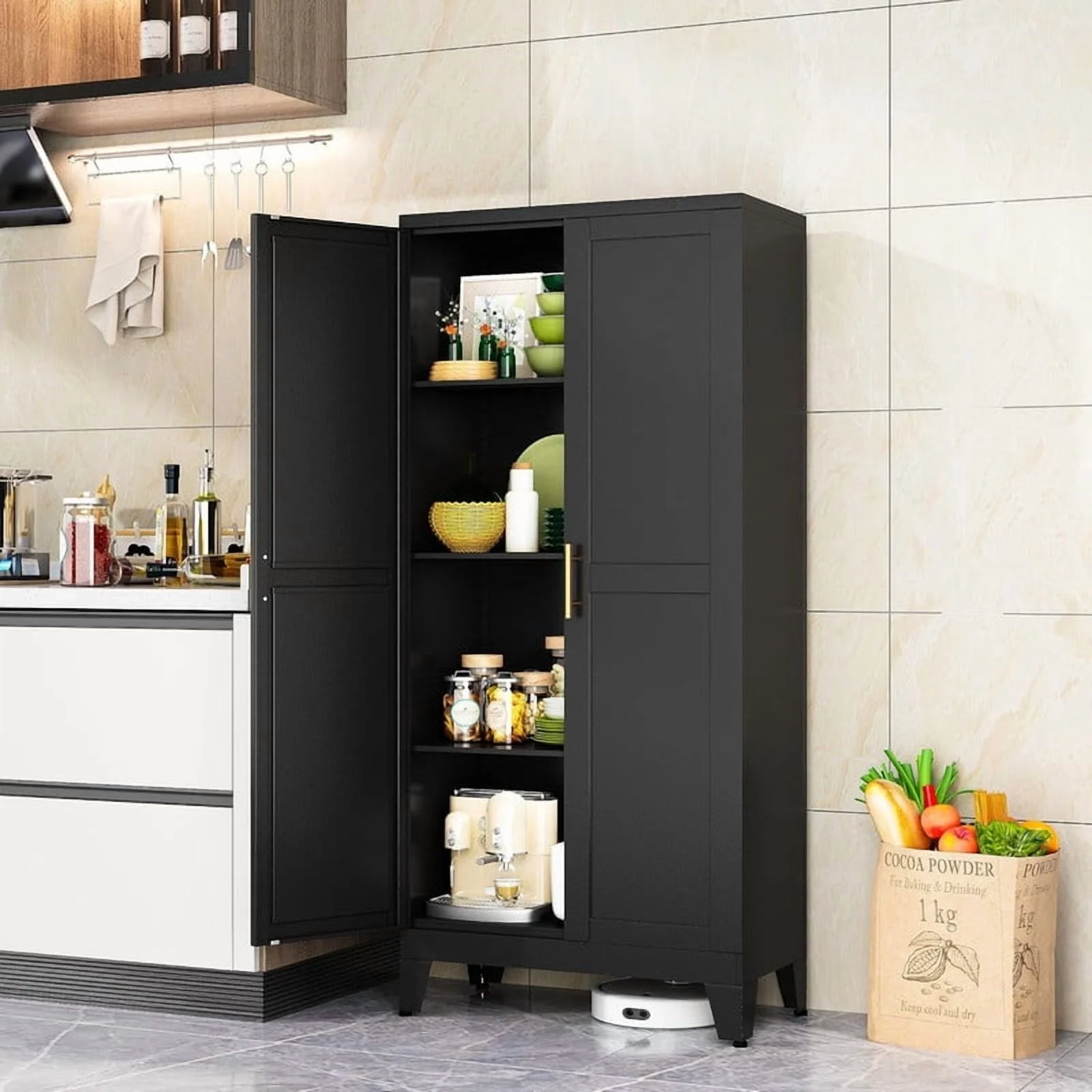 Erosoei 47.3"H Metal Solid Storage Cainbet with 2 Doors and 3 Adjuctable Shelves