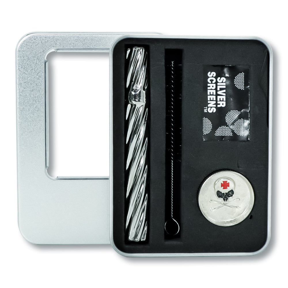 Glass One Hitter Pipe w/ Weed Grinder Set