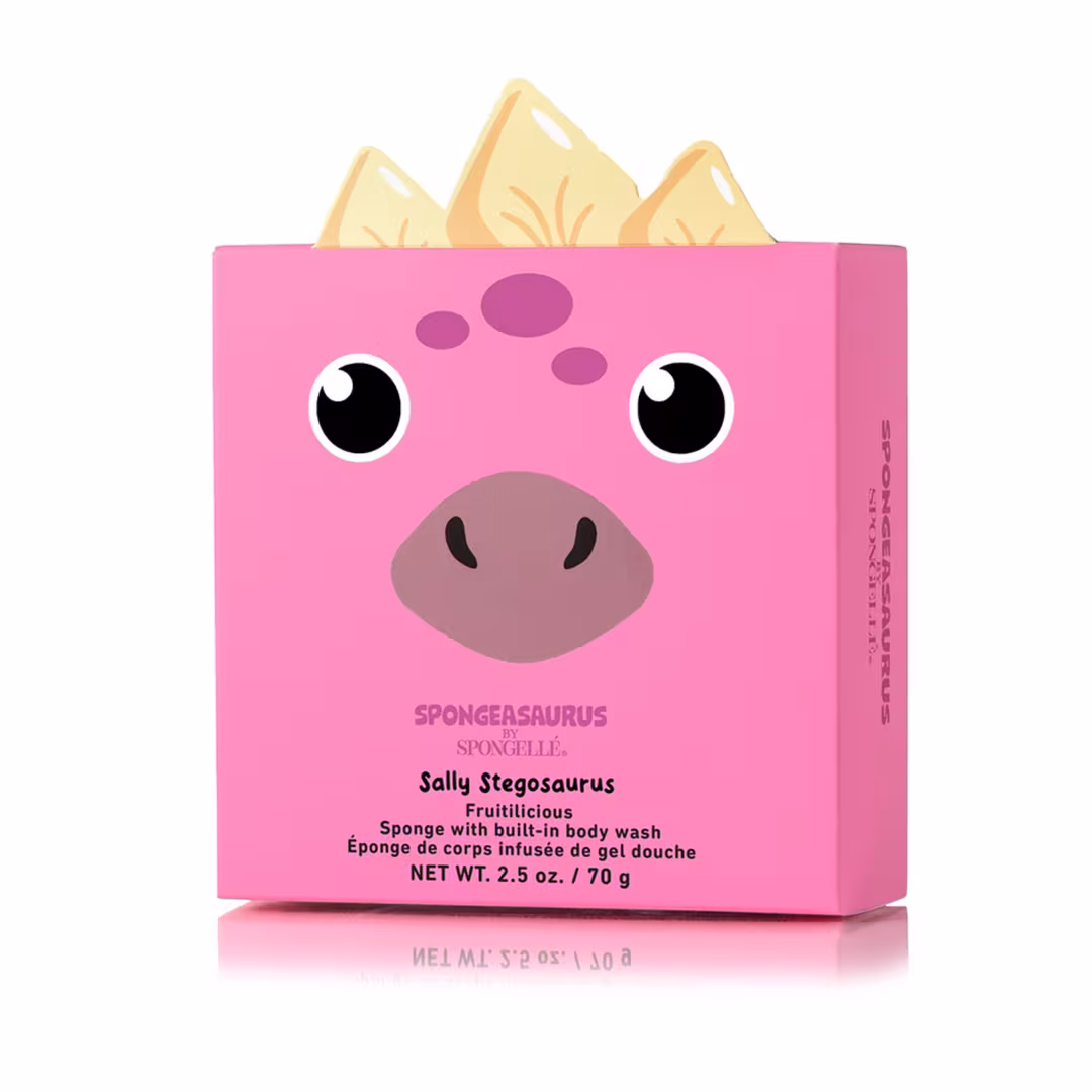SPONGELLE  Sally Stegosaurus | Spongeasaurus Dinosaur Kids Body Wash Infused Buffer