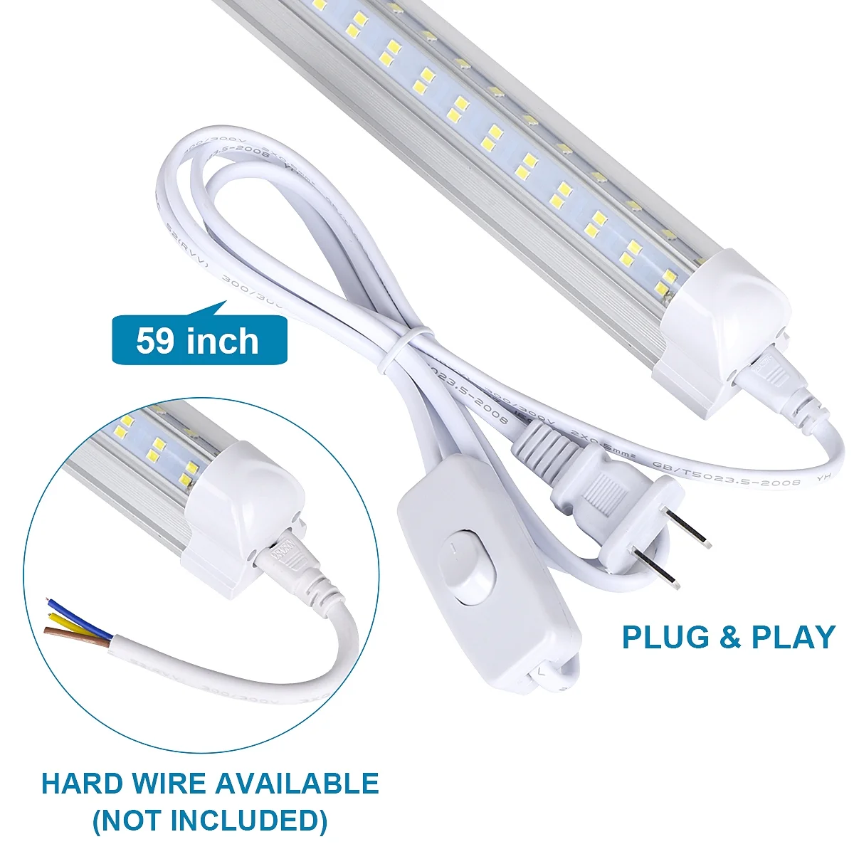 (10-Pack) 8ft LED Shop Light Fixture, V Shape 150W 18800LM 6000K ( Cold White),8 Foot , 96'' T8 Integrated LED Tube, Linkable Led Bulbs for Garage, Warehouse, Plug and Play, Clear Lens