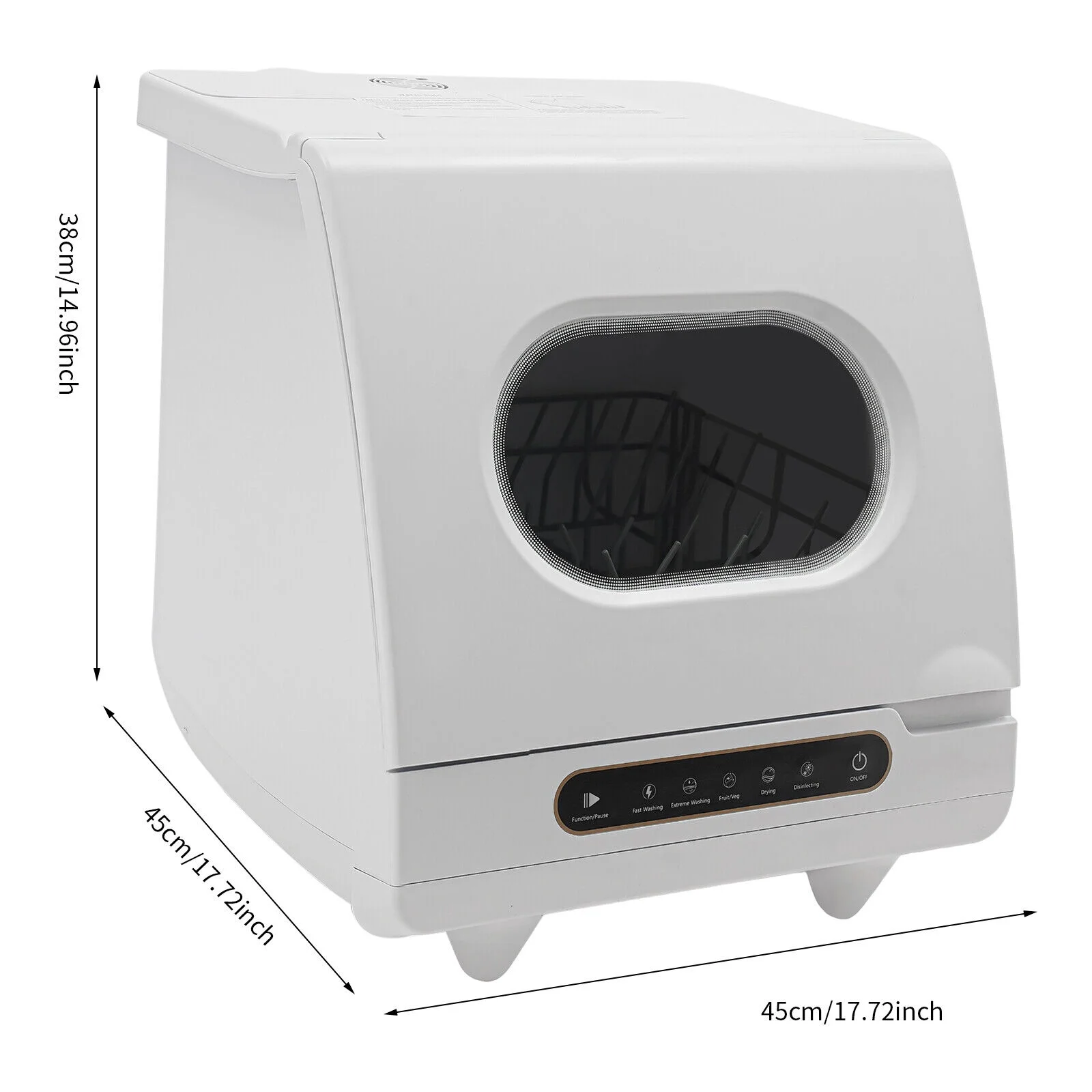 1200W Portable White Countertop Dishwasher Compact Dishwasher 5 Washing Programs
