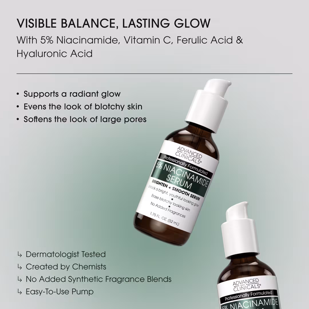 Advanced Clinicals  5% Niacinamide Brighten + Smooth Face Serum