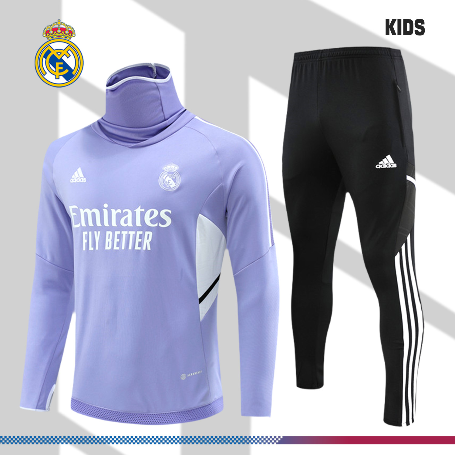 2024/2025 Real Madrid Purple Kids Half Zip Training Kit (Kids Kit)