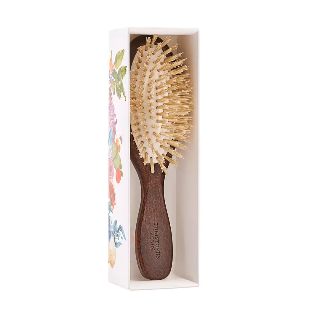 Christophe Robin  Travel Hairbrush with Natural Boar-Bristle and Wood